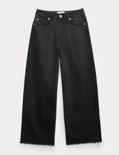 High Waisted Wide Leg Cropped Jeans
