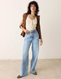 High Waisted Wide Leg Jeans with Lyocell