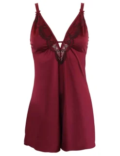 Hollywood Satin Lace Trim Strappy Chemise