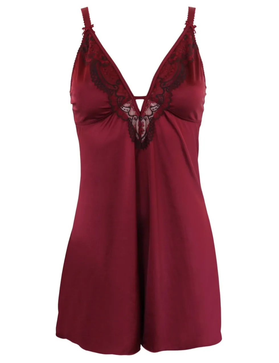 Hollywood Satin Lace Trim Strappy Chemise