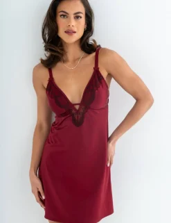 Hollywood Satin Lace Trim Strappy Chemise