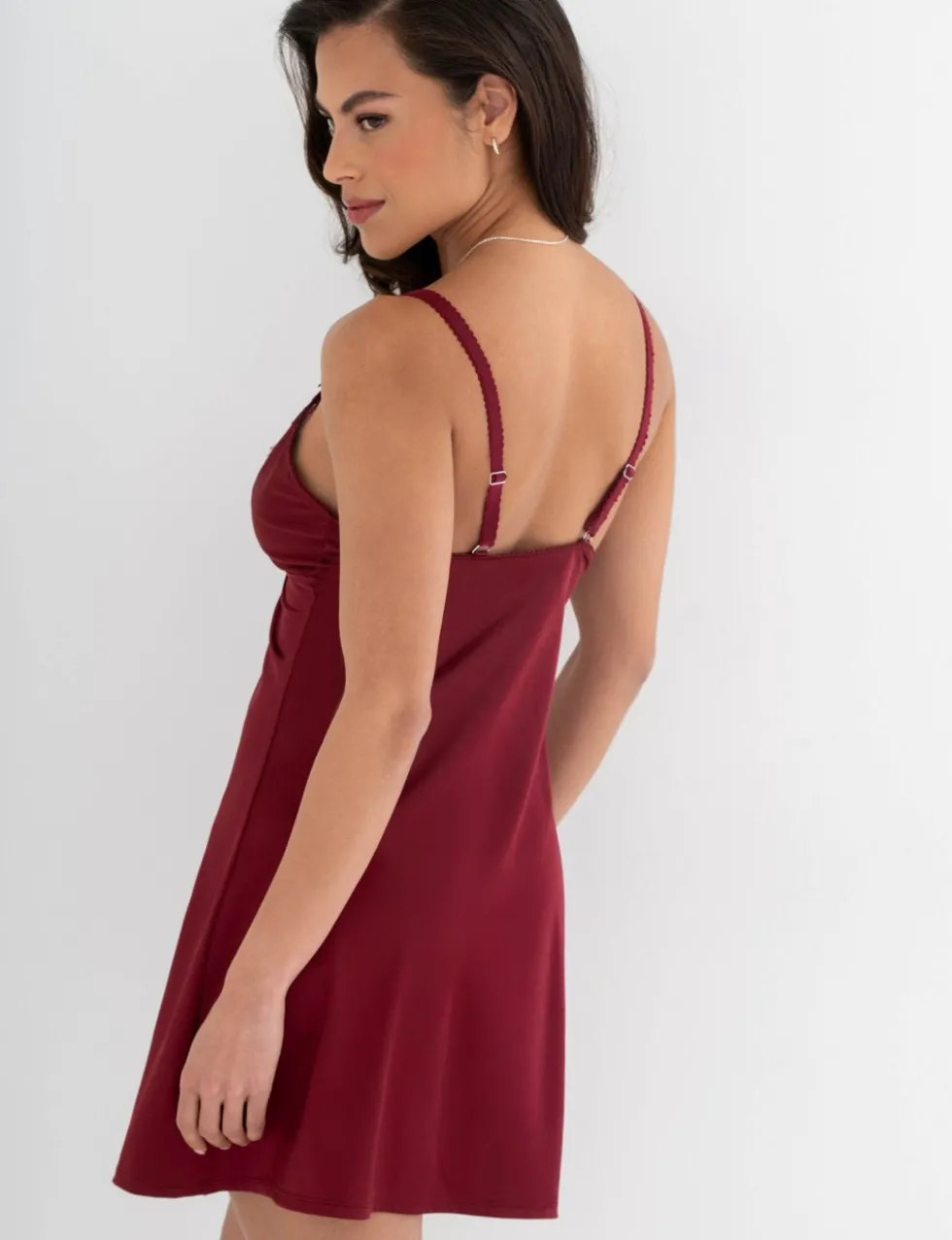 Hollywood Satin Lace Trim Strappy Chemise