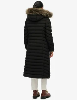 Hooded Funnel Neck Longline Puffer Jacket