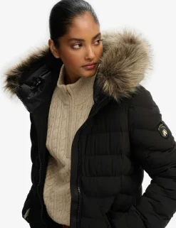 Hooded Funnel Neck Longline Puffer Jacket