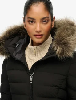 Hooded Funnel Neck Longline Puffer Jacket