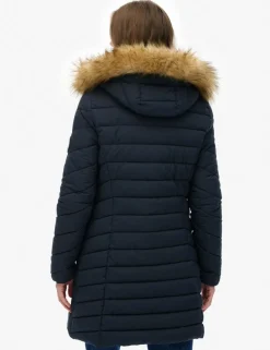 Hooded Funnel Neck Longline Puffer Jacket