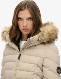 Hooded Funnel Neck Longline Puffer Jacket