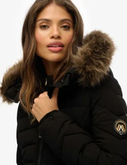 Hooded Funnel Neck Longline Puffer Jacket