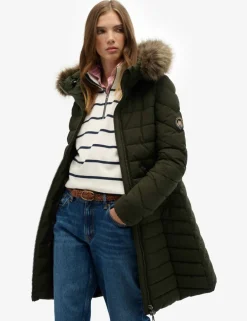 Hooded Funnel Neck Longline Puffer Jacket