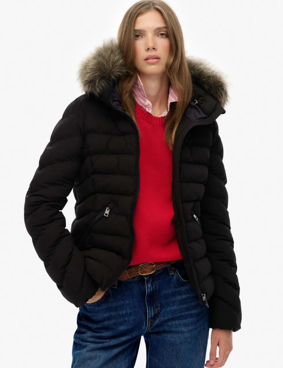 Hooded Funnel Neck Puffer Jacket