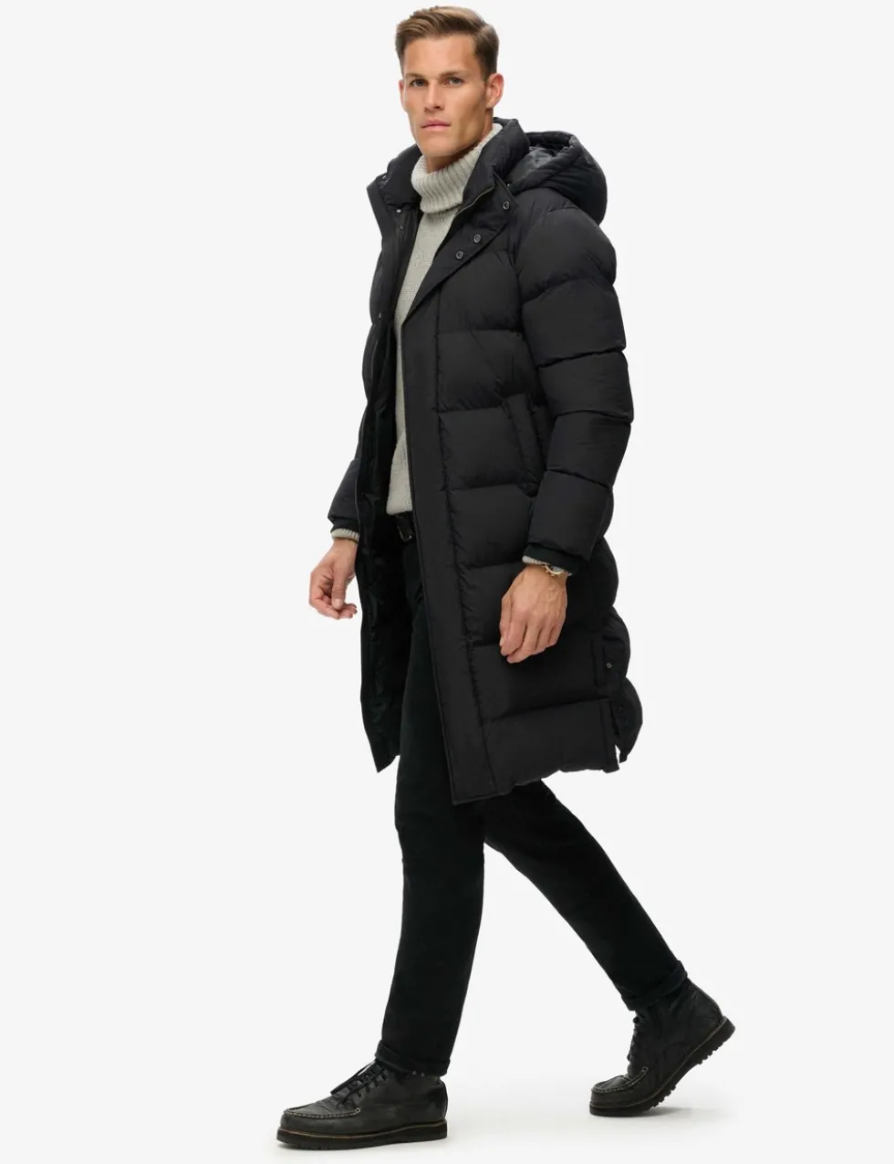 Hooded Padded Longline Parka Jacket