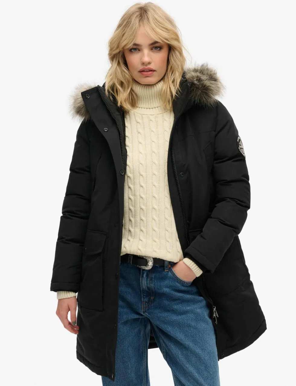 Hooded Relaxed Longline Parka Coat