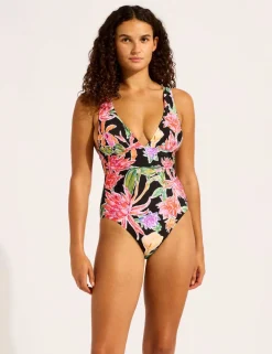 Hothouse Flowers Printed V-Neck Swimsuit