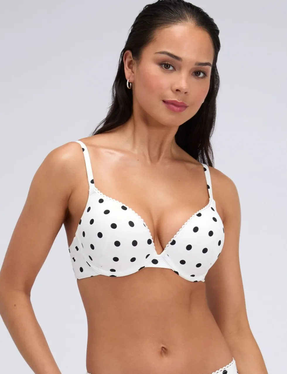 Hydra Polka Dot Plunge Bikini Top (A-DD)