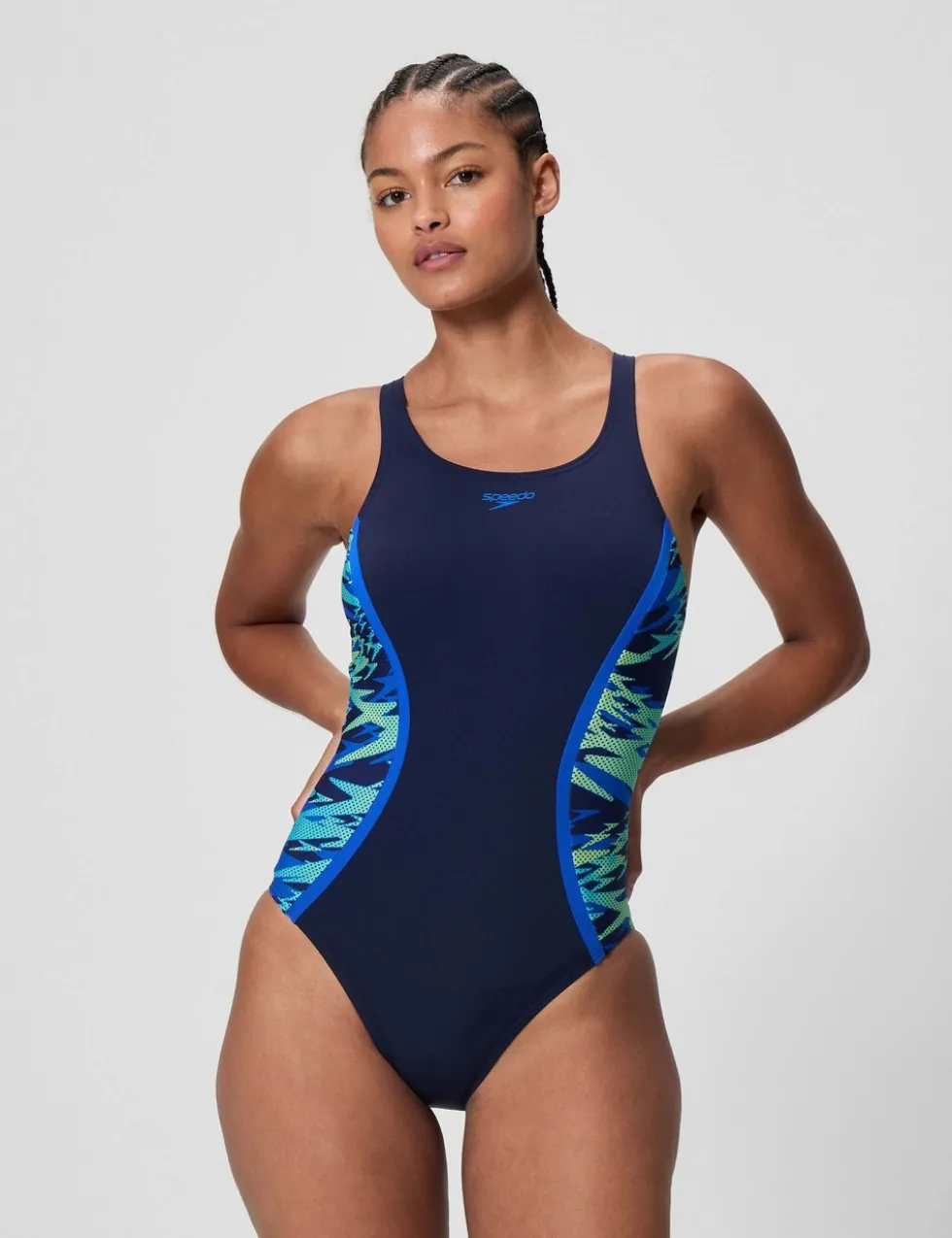 Hyperboom Splice Printed Racerback Swimsuit