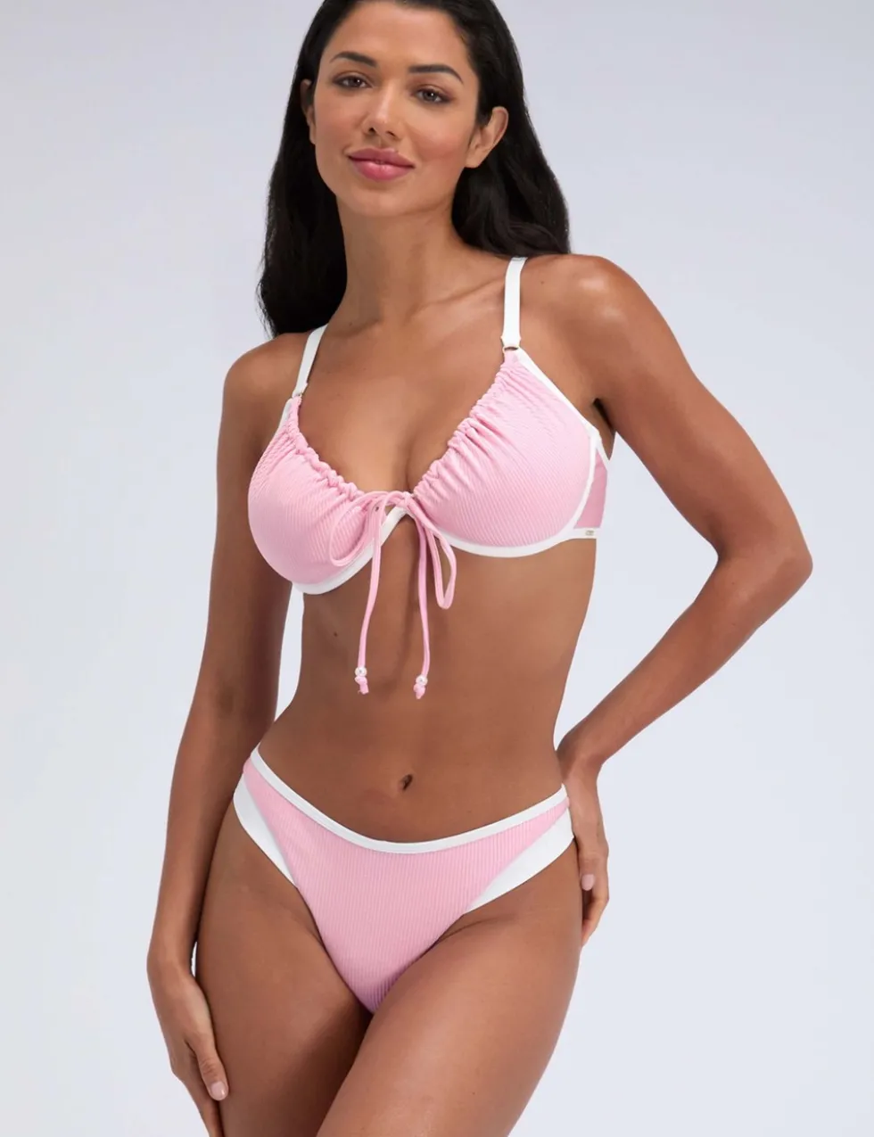Ibiza Piped Ribbed Brazilian Bikini Bottoms