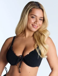 Ibiza Textured Wired Plunge Bikini Top (B-FF)