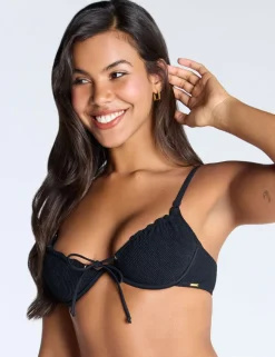 Ibiza Textured Wired Plunge Bikini Top (B-FF)