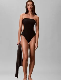 Intense Power Cut Out Non-Wired Non-Padded Bandeau Swimsuit'