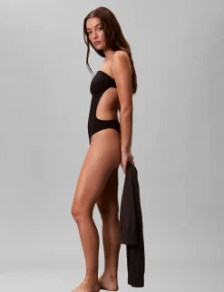 Intense Power Cut Out Non-Wired Non-Padded Bandeau Swimsuit'