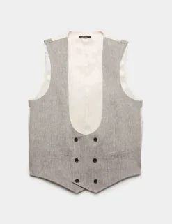 Italian Performance Linen Blend Double Breasted Waistcoat