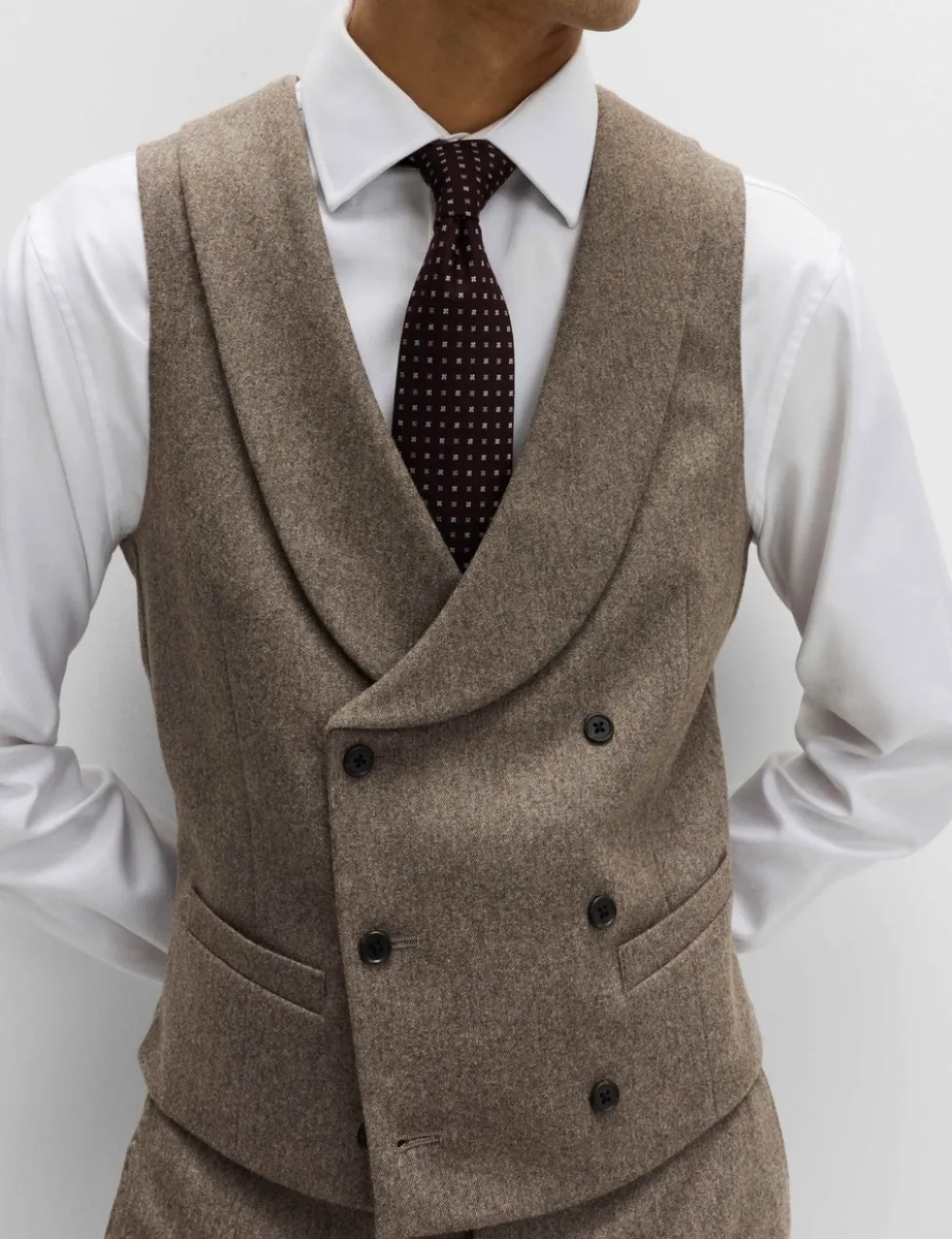 Italian Wool Blend Double Breasted Waistcoat