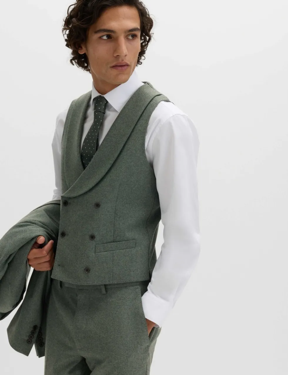 Italian Wool Blend Double Breasted Waistcoat