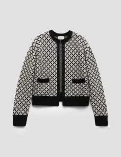 Jacquard Edge to Edge Cardigan with Wool