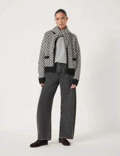 Jacquard Edge to Edge Cardigan with Wool
