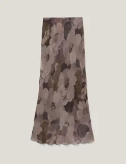 Jacquard Floral Midi A-Line Skirt
