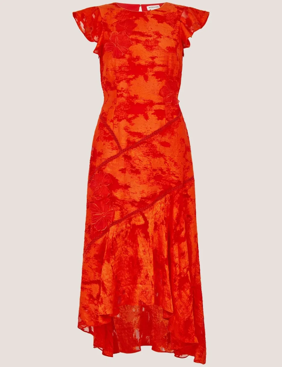 Jacquard Floral Midi Tea Dress