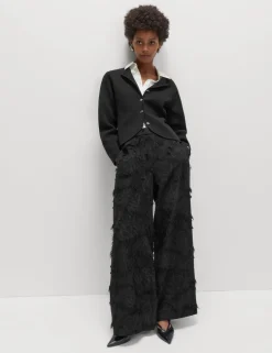 Jacquard Fringe Wide Leg Trousers