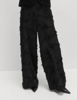 Jacquard Fringe Wide Leg Trousers
