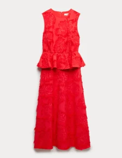 Jacquard Midaxi Waisted Dress