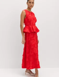 Jacquard Midaxi Waisted Dress