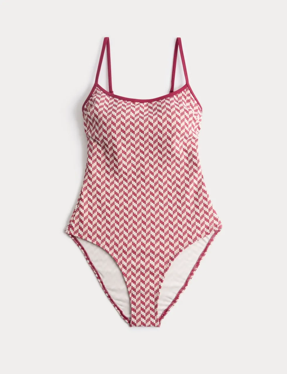 Jacquard Textured Scoop Neck Swimsuit