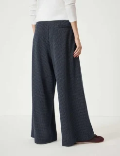 Jersey Check Wide Leg Drawstring Trousers