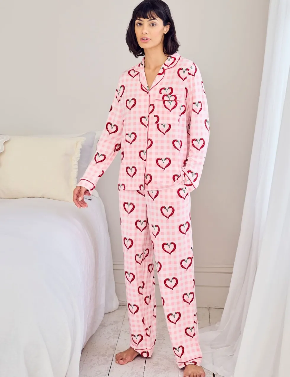Jersey Chilli Heart Print Pyjama Set