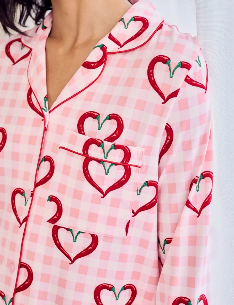 Jersey Chilli Heart Print Pyjama Set