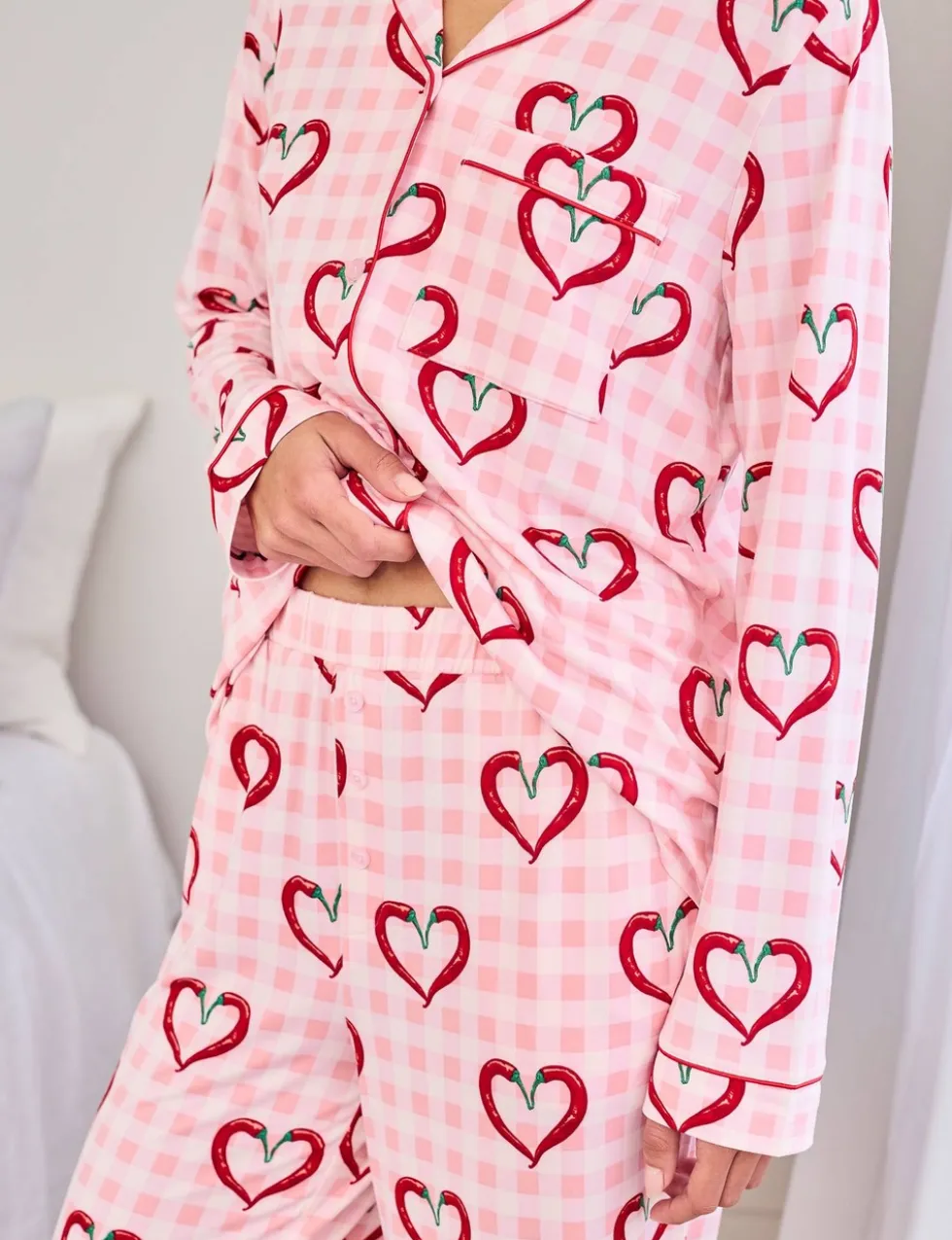 Jersey Chilli Heart Print Pyjama Set
