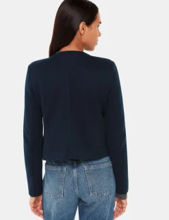 Jersey Collarless Cropped Jacket