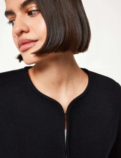 Jersey Collarless Cropped Jacket
