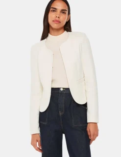 Jersey Collarless Cropped Jacket