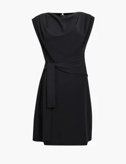 Jersey Cowl Neck Belted Mini Shift Dress