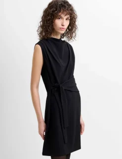 Jersey Cowl Neck Belted Mini Shift Dress