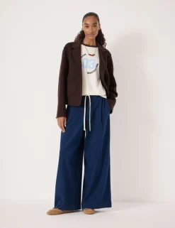 Jersey Denim Drawstring Trousers
