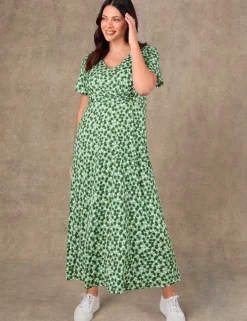 Jersey Ditsy Floral V-Neck Midaxi Dress