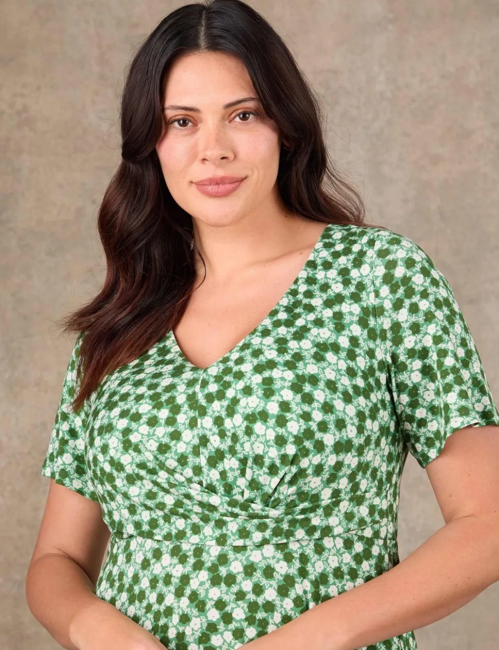 Jersey Ditsy Floral V-Neck Midaxi Dress