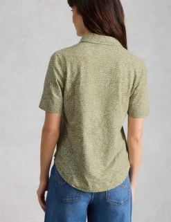 Jersey Ditsy Heart Print Collared Shirt