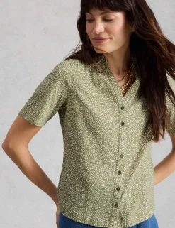 Jersey Ditsy Heart Print Collared Shirt